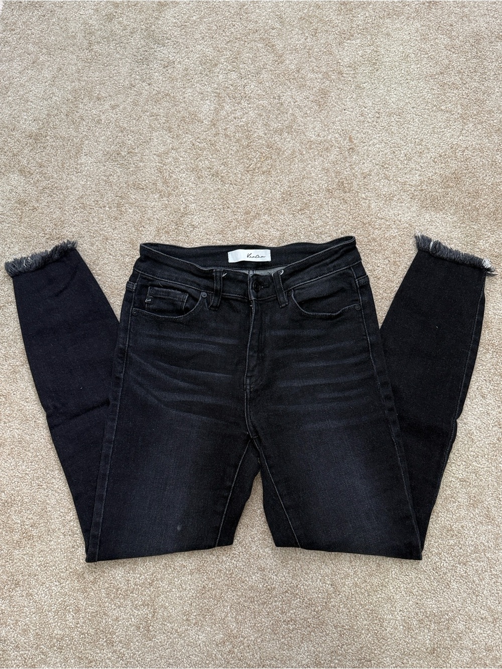 KanCan Black Skinny Jeans Distressed Raw Hem Size 5/26